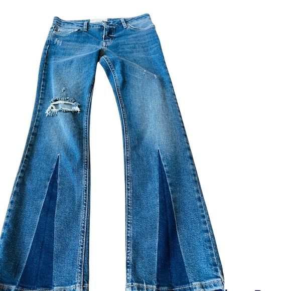 Free People Color Blocked Cropped Flare Women’s Jean - Picture 7 of 14